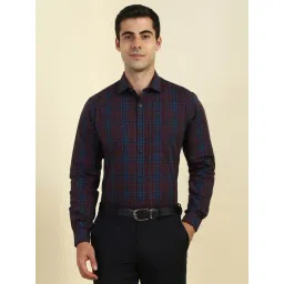 Allen Solly Maroon Cotton Slim Fit Checks Shirt-picture-36