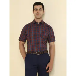 Allen Solly Maroon Cotton Slim Fit Checks Shirt-picture-37