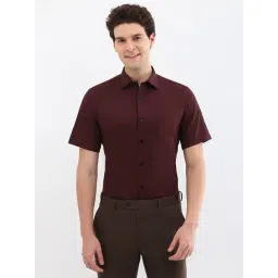 Allen Solly Maroon Cotton Slim fit Solid Shirts-picture-37