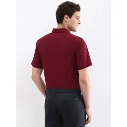 Allen Solly Maroon Cotton Slim fit Solid Shirts image 2