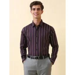 Allen Solly Maroon Cotton Slim Fit Striped Shirt-picture-43