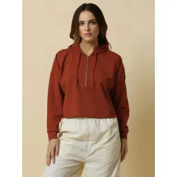 Allen Solly Maroon Solid Hoodie-picture-18