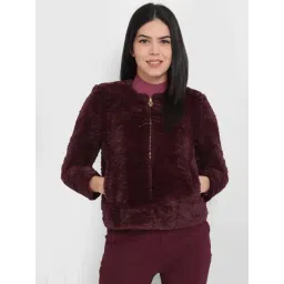 Allen Solly Maroon Textured Pattern Jacket-picture-15