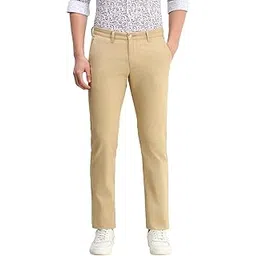 allen solly Men Beige Slim Fit Print Casual Trousers-picture-12