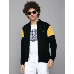 allen solly Men Black Stylized Neck Full Sleeves Casual Sweatshirt-picture-21