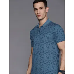 Allen Solly Men Blue Geometric Printed Polo Collar Pure Cotton T-shirt-picture-22