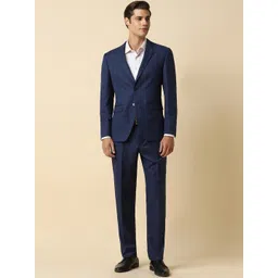 Allen Solly Men Checked Slim-Fit Textured Notched Lapel Formal Two Piece Suit-image-7
