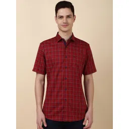 Allen Solly Men Checked Spread Collar Cotton Slim Fit Casual Shirt-picture-21