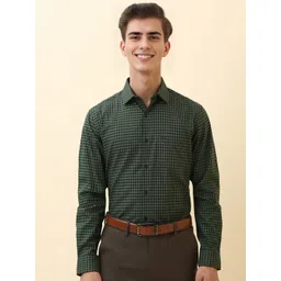Allen Solly Men Checked Spread Collar Pure Cotton Formal Shirt-picture-37