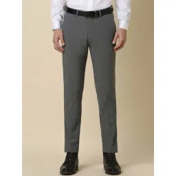allen solly Men Grey Slim Fit Textured Formal Trousers-picture-21