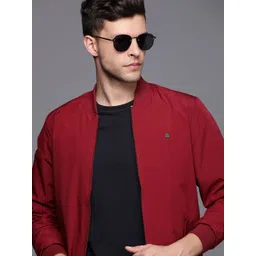 Allen Solly Men Maroon Solid Bomber Jacket-picture-17