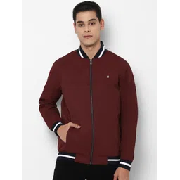 Allen Solly Men Maroon Solid Bomber Jacket-picture-10