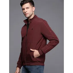 Allen Solly Men Maroon Solid Bomber Jacket image 4