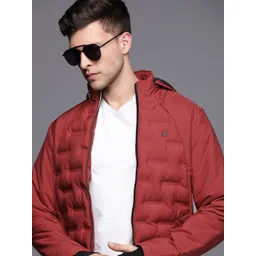 Allen Solly Men Maroon Solid Hooded Padded Jacket-picture-21