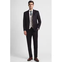 allen solly Men Men Brown Slim Fit Solid Party Three Piece Suit Solid Suit-picture-11