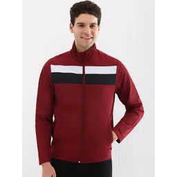 Allen Solly Men Mock Collar Striped Casual Bomber Jacket-picture-28