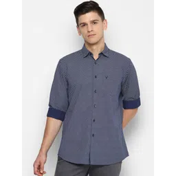 Allen Solly Men Navy Blue Slim Fit Opaque Printed Casual Cotton Shirt-picture-12