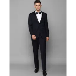 Allen Solly Men Navy Blue Solid Slim-Fit Single-Breasted Two-Piece Party Suit-picture-32