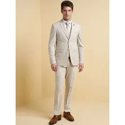 Allen Solly Men Self Design Slim-Fit Single-Breasted Three-Piece Suit-picture-41