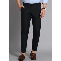 allen solly Men Slim Fit Blue Cotton Blend Trousers-picture-14