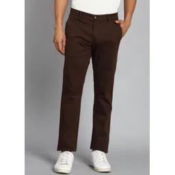 allen solly Men Slim Fit Brown Cotton Blend Trousers-picture-14