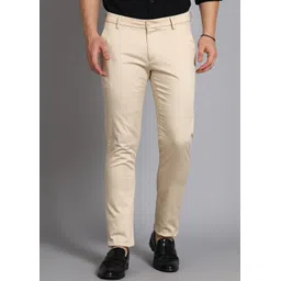 allen solly Men Slim Fit Cream Cotton Blend Trousers-picture-24