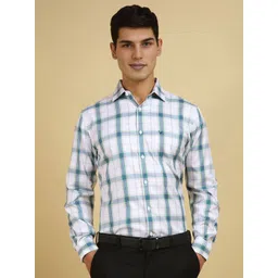 Allen Solly Men Slim Fit Spread Collar Checked Cotton Formal Shirt-picture-10