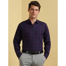 Allen Solly Men Slim Fit Spread Collar Tartan Checked Cotton Formal Shirt-picture-35