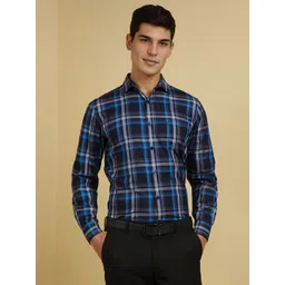 Allen Solly Men Slim Fit Spread Collar Tartan Checked Cotton Formal Shirt-picture-34