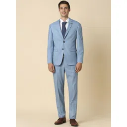 Allen Solly Men Slim Fit Textured Notched Lapel Formal Two Piece Suit-image-6