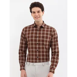 Allen Solly Men Spread Collar Tartan Checked Cotton Slim Fit Formal Shirt-picture-31