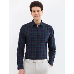 Allen Solly Men Spread Collar Windowpane Checked Cotton Slim Fit Formal Shirt-picture-24