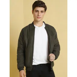Allen Solly Men Stand Collar Solid Casual Bomber Jacket-picture-27