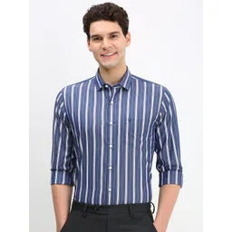 Allen Solly Men Vertical Striped Cotton Slim Fit Formal Shirt-picture-37