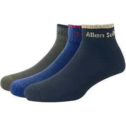 allen solly Men'S Cotton Ankle Length Socks (Pack Of 3) - Olive, Denim, Black-picture-19