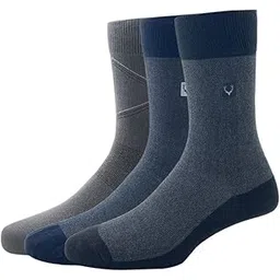 allen solly Men'S Cotton Full Length Socks (Pack Of 3) - Black, Navy, Dark Grey-picture-24