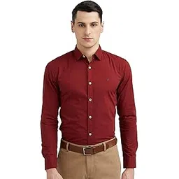 allen solly Men's Cotton Solid Slim Fit Shirt (ASSFWMOFG20935_Maroon 38)-picture-30