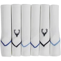 allen solly Men's Cotton White Handkerchiefs with Colored Border & Brand Logo (Pack of 6)-picture-13