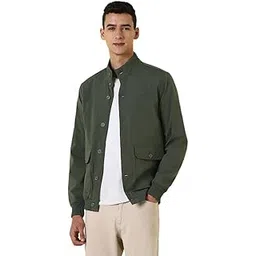 allen solly Men's High Neck Solid Bomber Jacket | Non Hooded | Standard Length A-Line Style With Welt Pocket-picture-21