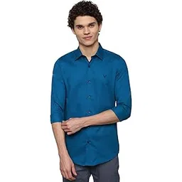 allen solly Men's Regular fit Poplin Shirt (ASSFQMOP403092_Blue_44)-picture-50
