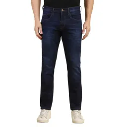 Allen Solly Navy Blended Slim Fit Solid Jeans-picture-41