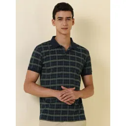 Allen Solly Navy Cotton Regular Fit Chequered Polo T-Shirt-picture-47