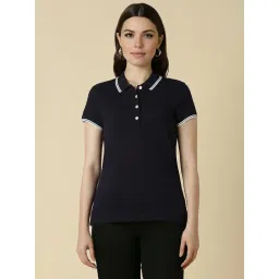 Allen Solly Navy Cotton Regular Fit Polo T-Shirt-picture-18