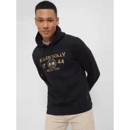 Allen Solly Navy Cotton Regular Fit Printed Hooded Sweatshirt-picture-47