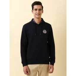 Allen Solly Navy Cotton Regular Fit Printed Hooded Sweatshirt-picture-22