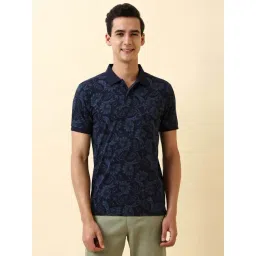 Allen Solly Navy Cotton Regular Fit Printed Polo T-Shirt-picture-16