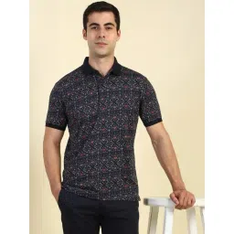 Allen Solly Navy Cotton Regular Fit Printed Polo T-Shirt-picture-17