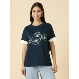 Allen Solly Navy Cotton Regular Fit Printed T-Shirt-picture-28