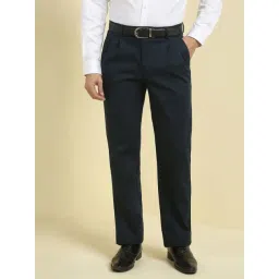 Allen Solly Navy Cotton Regular Fit Trousers-picture-14