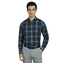 Allen Solly Navy Cotton Slim Fit Checks Shirt-picture-16